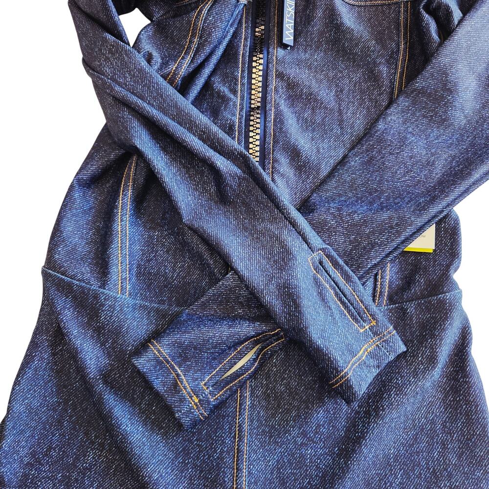 WATSKIN Rae Catsuit in Blue Denim Swimsuit Performance UPF 50+ Size Small - Picture 6 of 12